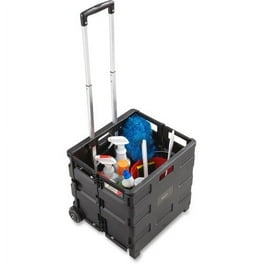 Safco Stow Away Folding Caddy - Telescopic Handle - 50 lb Capacity - 2 Casters - x 16.5