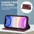 thumbnail image 5 of Allytech Magnetic Flip Folio Case for Apple iPhone 11 6.1 inch,Plain Leather RFID Blocking Card Slots Wallet Kickstand Phone Cover,Red, 5 of 10
