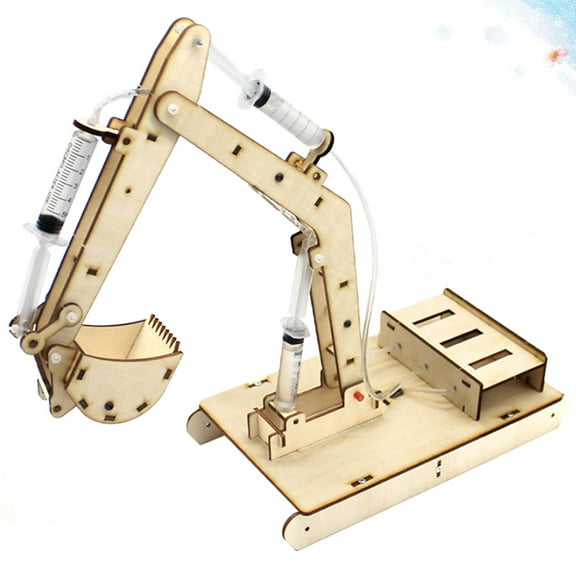 LEORX Wooden Excavator Model Toy for Kids Playing Ivory Color DIY Project Exercise Practical Skills 1