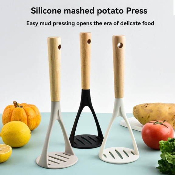 Potato Masher with Non-Slip Wooden Handle, Durable Manual Kitchen Tool for Fluffy Mashed Potatoes, Labor-Saving Mashing Masher Kitchen Tools, Non-Stick Cookware Friendly Potato Press Utensil