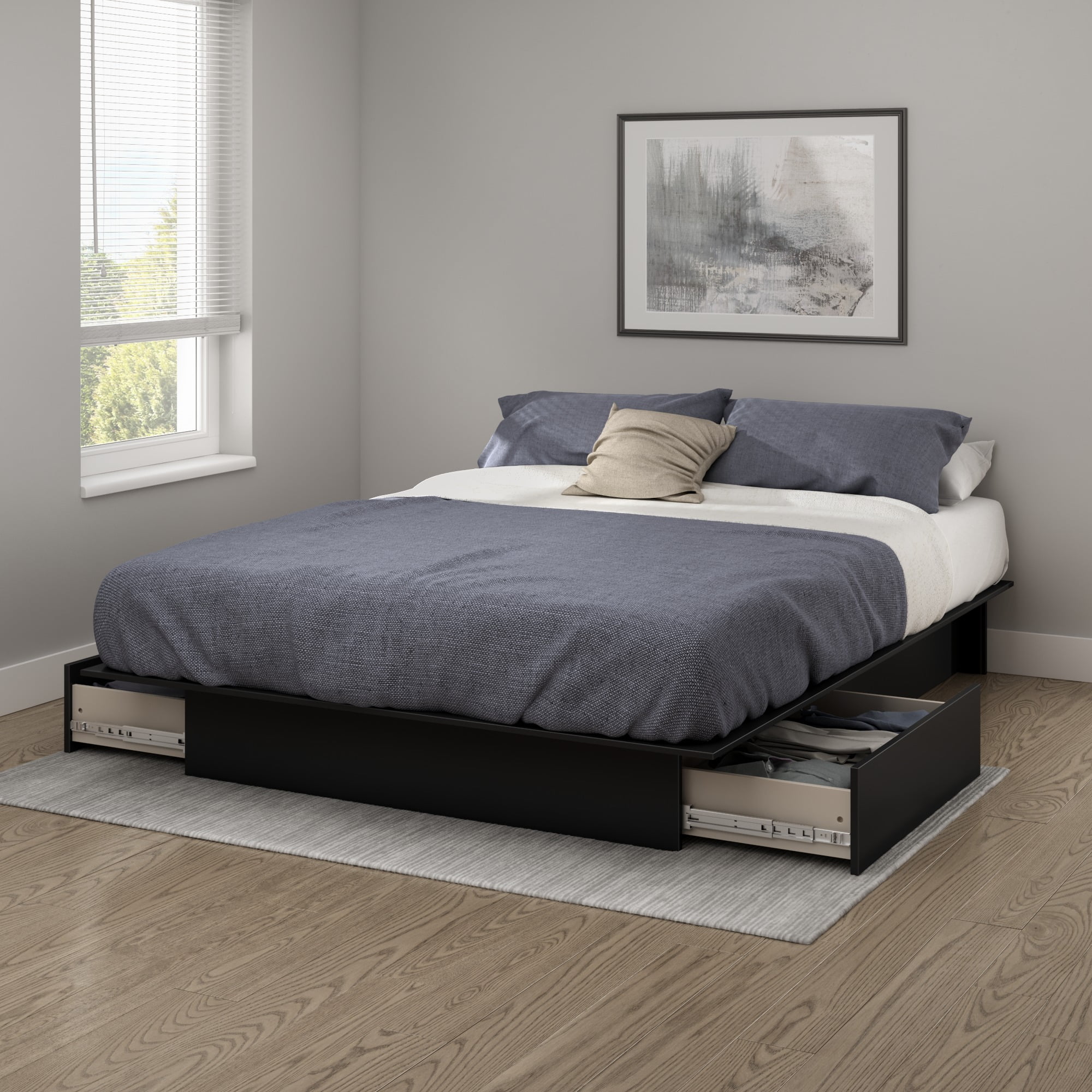South S Soho Storage Platform Bed, Queen Bed Frame With Storage Boxes