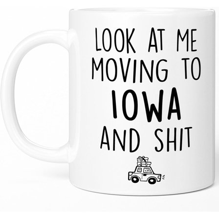 Sweet & Salty Look at Me Moving to Iowa Coffee Mug, Going Away Gifts for Friends Moving Out of State, Coworker Leaving Gifts, Welcome Farewell Goodbye Good Luck