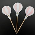 thumbnail image 2 of EeaseMX 9 adornos para cupcakes con purpurina en forma de globo aerostático, creativos palillos de peluche para cupcakes, decoración para bodas, cumpleaños, fiestas, baby showers y Navidad (blanco), 2 of 7