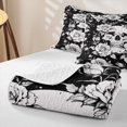 thumbnail image 4 of Homewish Halloween Goth Skull Twin Quilt Set,Victorian Romantic Flowers Twin Coverlet Set,Black White,2 Pieces, 4 of 7