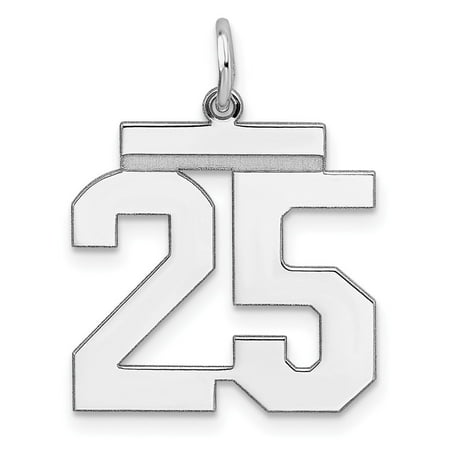 Diamond2Deal 925 Sterling Silver Rhodium-plated Number 25 Pendant for Women (L- 0.83 in, W- 0.63 in)
