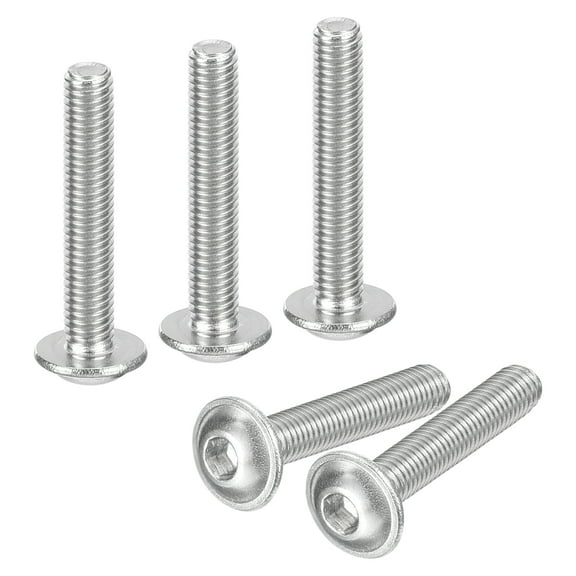 Uxcell Flanged Button Head Socket Cap Screws,100 Pcs M3x18mm - 304 Stainless Steel Socket Drive Fasteners Bolts, Fully Thread Machine Screws (Silver)