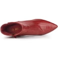 thumbnail image 5 of DARING DIVA Women's Pointy Toe Block High Heels Ankle Boots Red 7, 5 of 7
