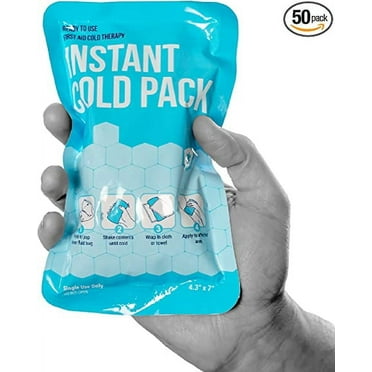 ICEWRAPS 4"x7" Instant Ice Packs for Injuries Disposable Instant Cold Packs for Pain Relief, Swelling and Toothache Fast Cooling Cold Compress for First Aid, Sports and Travel Kit Bulk 50 Pack
