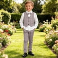 thumbnail image 3 of Lovzfmll 4-Piece Boy's Suit, Plaid Vest & Shirt & Pants & Hat, Formal Performance Wear for Little Boys, 5-6 Years, 3 of 10