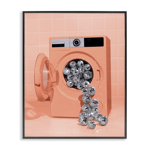 Stupell Industries Eclectic Disco Laundry Machine over Orange Black Framed Giclee Art, 11 x 14, by LISH Creative