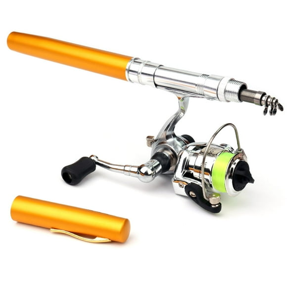 Amdohai Pocket Collapsible Fishing Rod Reel Combo Mini Pen Fishing Pole Kit Telescopic Fishing Rod Spinning Reel Combo Kit