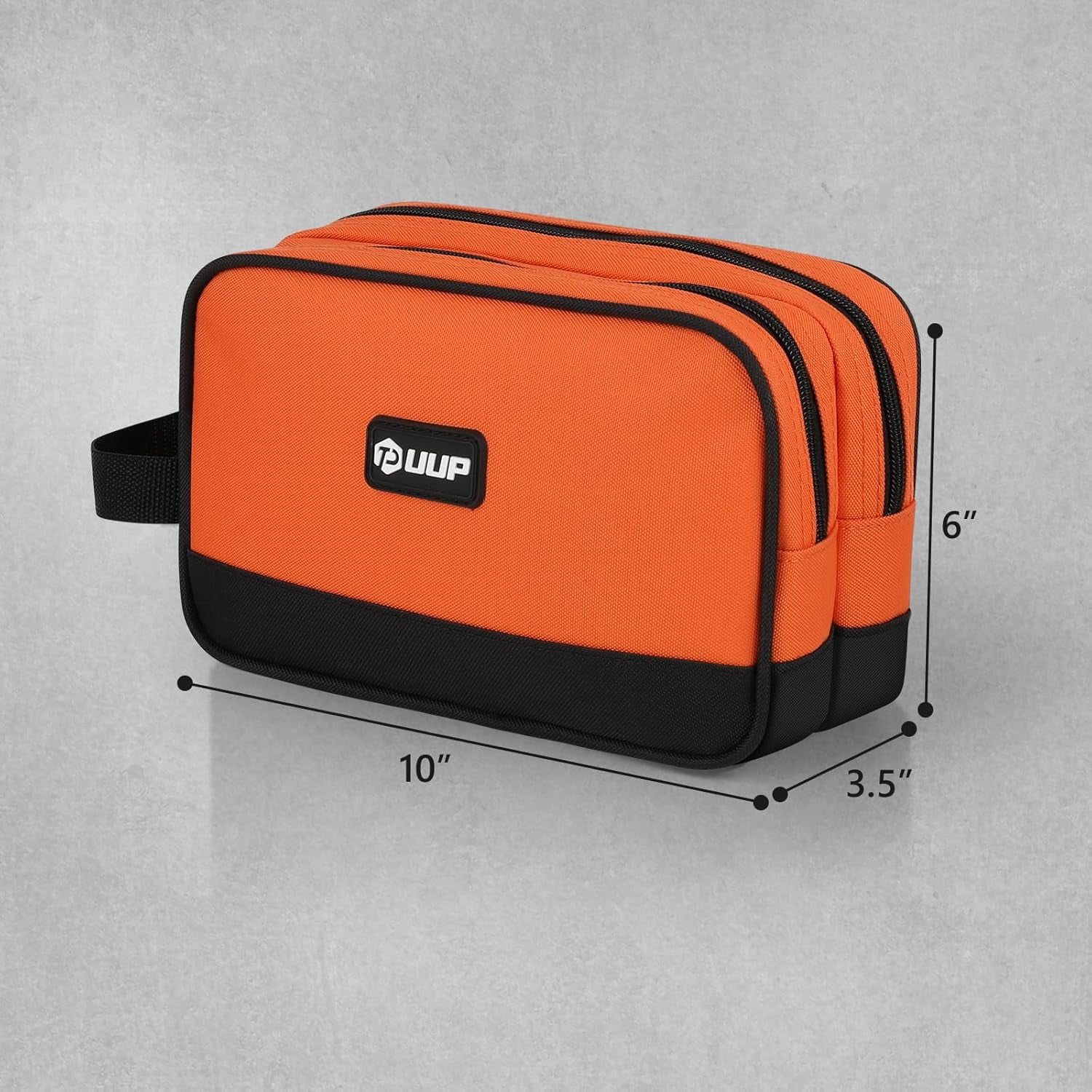 General 10 Inch Small Tool Bag, Zipper Tool Pouch Two Compartments Heavy Duty, Utility ToolBag with Carrying Handle, Tools Storage Organizer for Electrician Mechanic, Gift for Men Dad,Orange