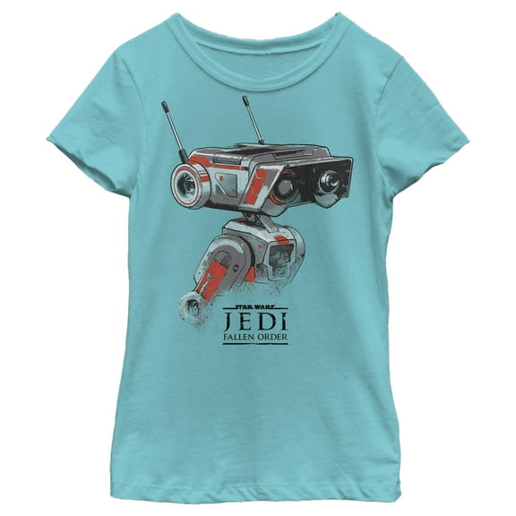 Girl's Star Wars Jedi: Fallen Order BD-1 Grunge Graphic Tee Tahiti Blue Large