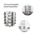 thumbnail image 4 of Juego De Soporte Para Especias Con Estante De Acero Inoxidable Y 16 Botellas De Especias, Estante Giratorio Para Especias, Estilo Artístico, Estante De Almacenamiento De Especias Para Sal Y Azúcar Serendint HA015023-00, 4 of 7