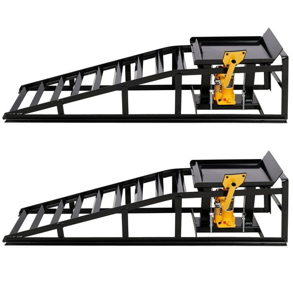 CQSXDA Heavy-Duty Hydraulic Car Lift Ramps in Black 2 Pack, 5 Ton Load Capacity for Easy Auto Maintenance and Repairs