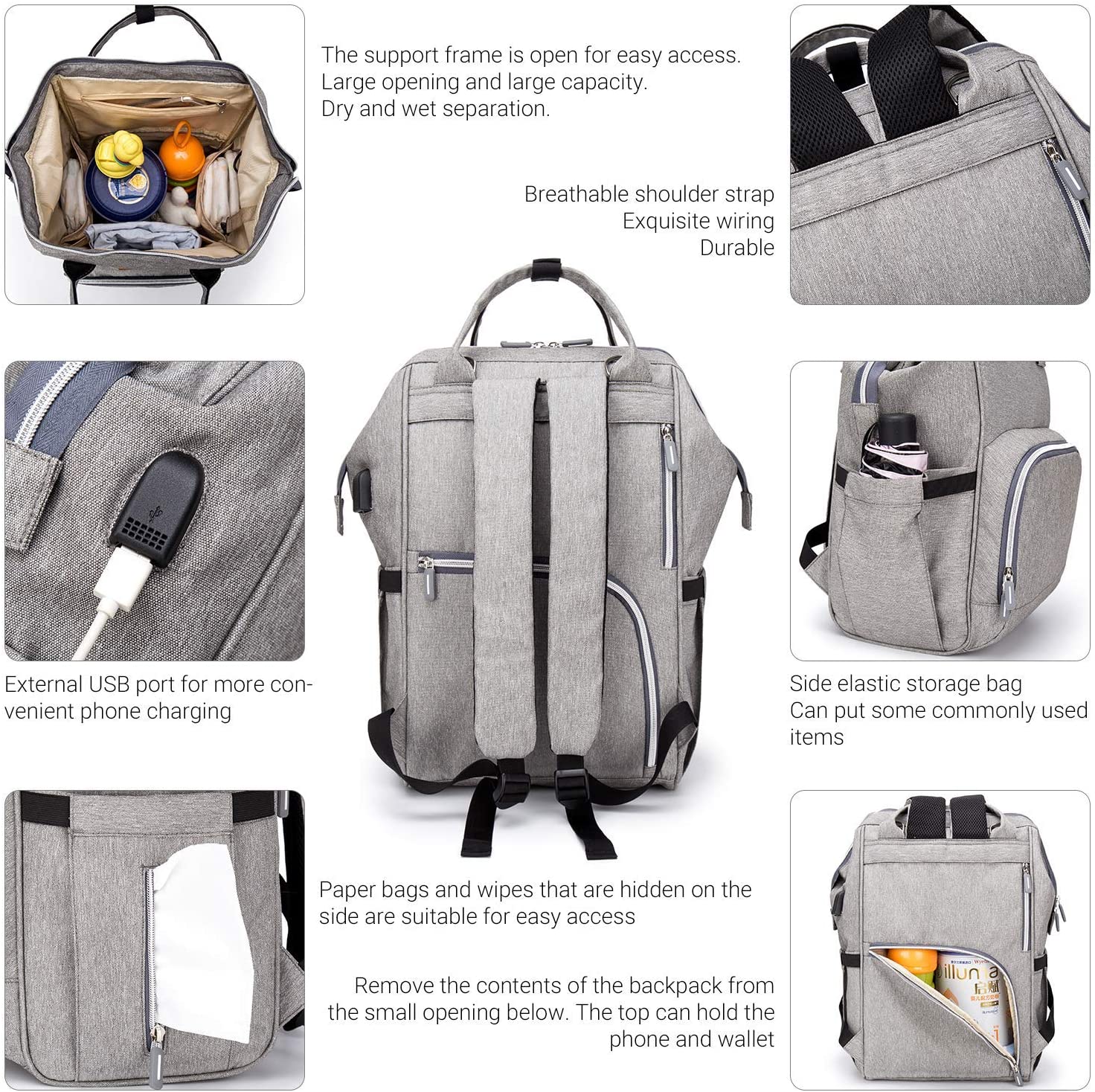diaper bag backpack with usb