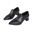 thumbnail image 5 of Willtoo Block Heel Loafers Pumps for Women Pointed Closed Toe Low Heel Ankle Booties Faux Leather Suede Slip On Casual Shoes Non‑Slip Comfort Dress Boots, 5 of 6