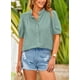 thumbnail image 4 of Camisa para mujer PRETTYGARDEN de algodón azul aqua talla XL, 4 of 8