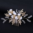 thumbnail image 4 of Ruanlalo Fashion Rhinestone Leaf Flower Women Bridal Comb Wedding Party Hairpin Headwear Golden, 4 of 5