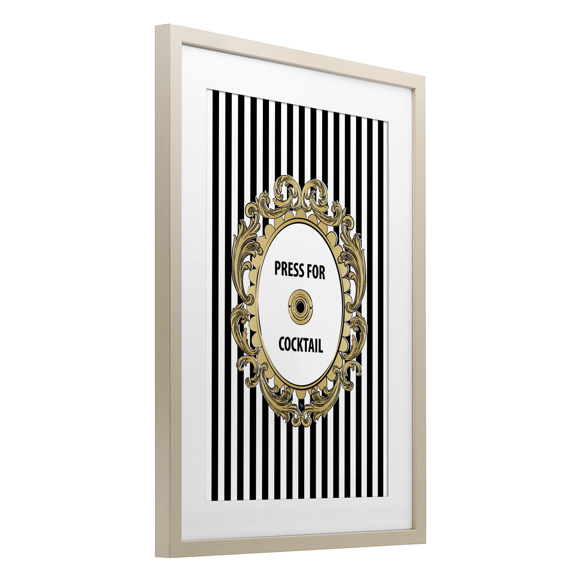 Stupell Industries Press For Cocktail Celebration Birch Framed Print Under Glass, design by Martina Pavlova