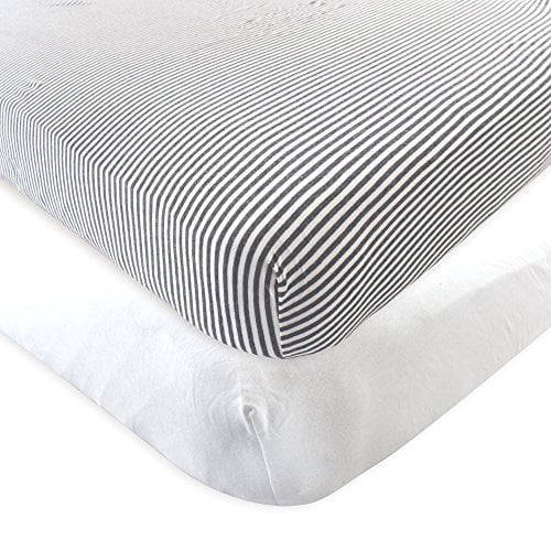 Touched by Nature Baby Organic Cotton Crib Sheet, White Heather Charcoal, One Size