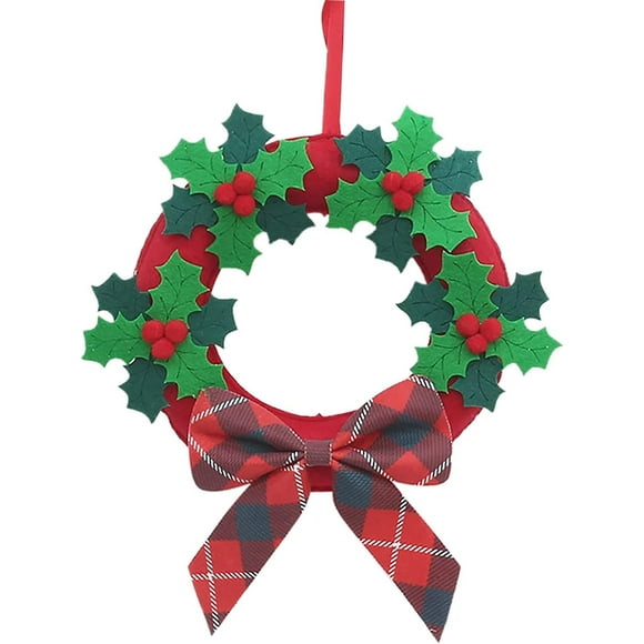 Décoration Feuille Verte Couronne de Noël Accessoires Muraux Porte Arbre de Noël Guirlande avant Produits Chimiques Fibre Chiffon Couronne Noël
