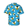 thumbnail image 3 of Uemuo Flying Bees Printed Regular Fit Short Sleeve Casual Hawaiian Shirt for Men,Aloha shirt,Tropical shirt,Floral print shirt,Vacation Beach shirt-Large, 3 of 9