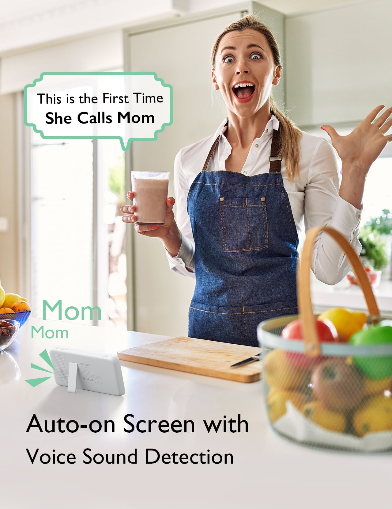 Momcozy BM02 Baby Monitor, 4.3" HD Screen, Video & Audio, Split Screen, Two-Way Talk