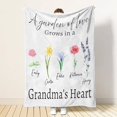 thumbnail image 3 of First Mom Now Grandma Birth Flowers Blanket, Personalized, Mom Grandma Blanket Gift for Mom Gift for Grandma, Mom Blanket, Grandma Blanket A Blankets, 3 of 5