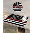 thumbnail image 4 of Red White Stripe Fireman American Flag Dish Drying Mat for Kitchen Counter, Absorbent Quick Dry Coffee Bar Mat Pad Thin Diatomaceous Sink Mat Non Slip Dish Drainer Mat 16x18 Fire Fighter USA Flags, 4 of 6