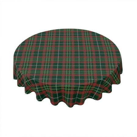 

Kurmntregon Christmas Round Table Cloth Xmas Plaid Table Cloth Merry Table Cover 60 IN Winter New Year Party Holiday Farmhouse Rustic Tablecover Kitchen Dining Room Patio Lawn Garden