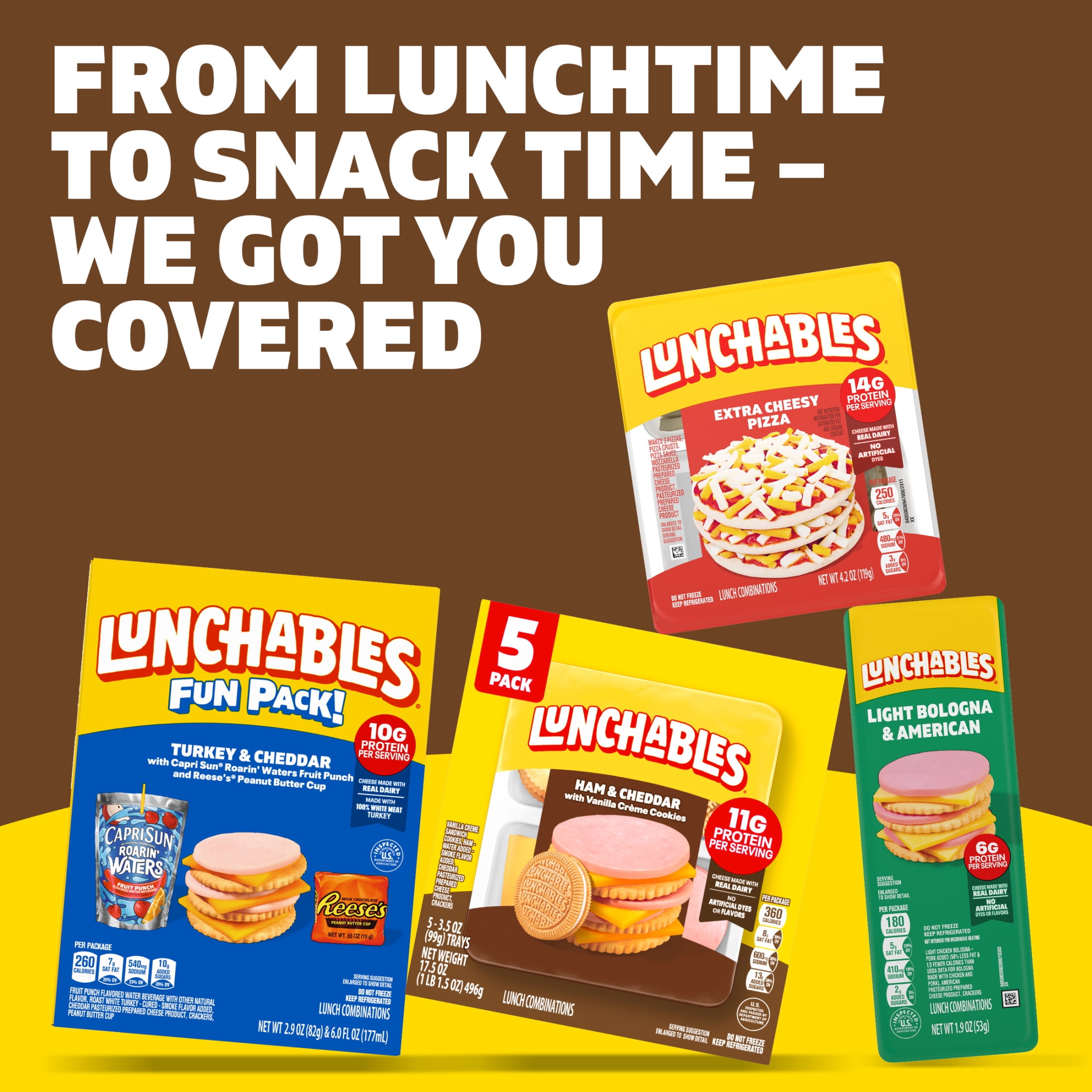 Lunchables Ham & Cheddar with Vanilla Creme Cookies, 5 Count Pack, 3.5 oz Trays