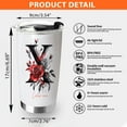 thumbnail image 2 of 20oz Personalized Tumbler with Lid, Floral Initial 'X' Design, Stainless Steel Insulated Travel Mug, Flower Pattern, for Mom, Sister, Friends, Birthday, Wedding, Mother's Day, 2 of 6