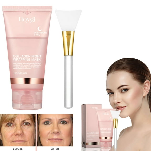 Collagen Peel-Off Mask Gently Cleanses Face Collagen Night Wrapping Mask Cream Moisturizes Nourishes The skin 2.53 oz / 75ml