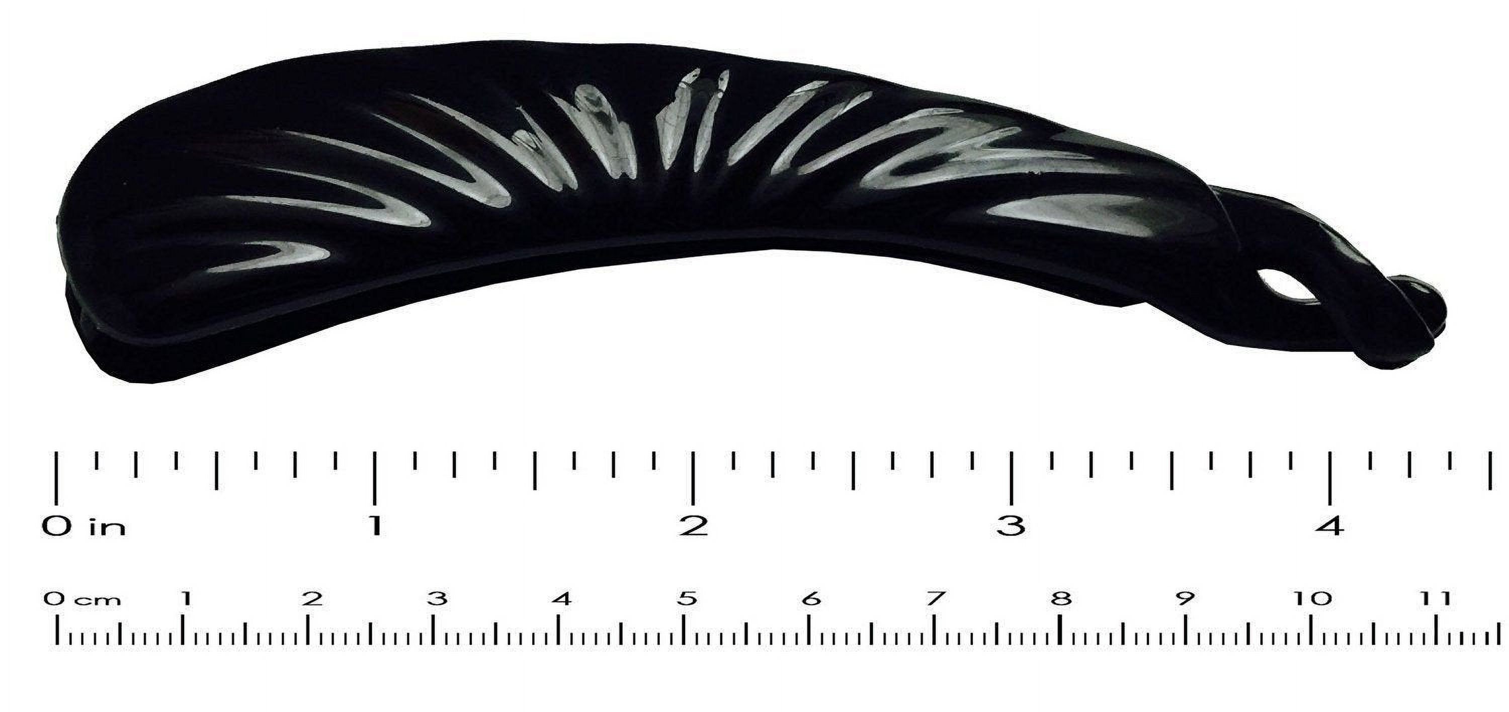 Parcelona French Flare Large Shell and Black Ponytail Holder 2 Banana Hair Clips