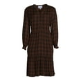 thumbnail image 3 of Blu White Blu Women's Smocked Shoulder Plaid Dress, 3 of 5