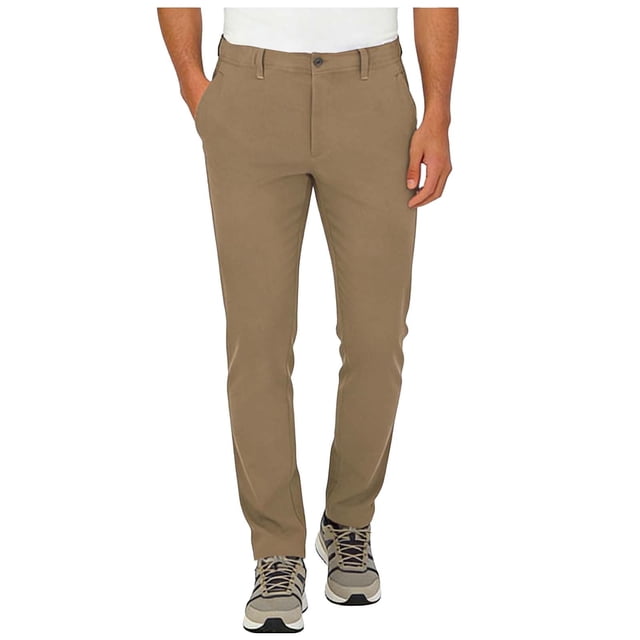 Golf Pants for Men Elastic Waist Zipper Pockets Casual Solid Color Long Pants 1Pcnote on