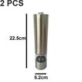 thumbnail image 2 of Electric Salt and Pepper Grinder Set, Automatic Electric Stainless Steel Grinder Set Refillable Pepper Grinder Adjustable Coarseness - 1pcs metal+1pcs red, 2 of 5