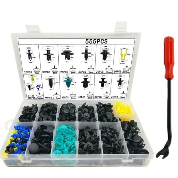 555pcs Auto Fasten Plastics Auto Fastener with Removal Tool Rivet Fastener Mud Flaps Pushes Automobiles Interior Clip Door Trim Clip For Motor Car Vehicle Car Trim Door Panel Retainer Clips