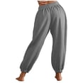 thumbnail image 5 of Sngxgn Pants for Women Elastic Waist Straight Leg Pants Casual Loose Comfy Lounge Trousers with Pockets(Grey,S), 5 of 8