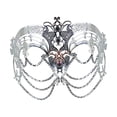 thumbnail image 3 of Máscara de , cubierta facial con cadena para baile, baile, juego de roles, disfraces Plata, 3 of 8