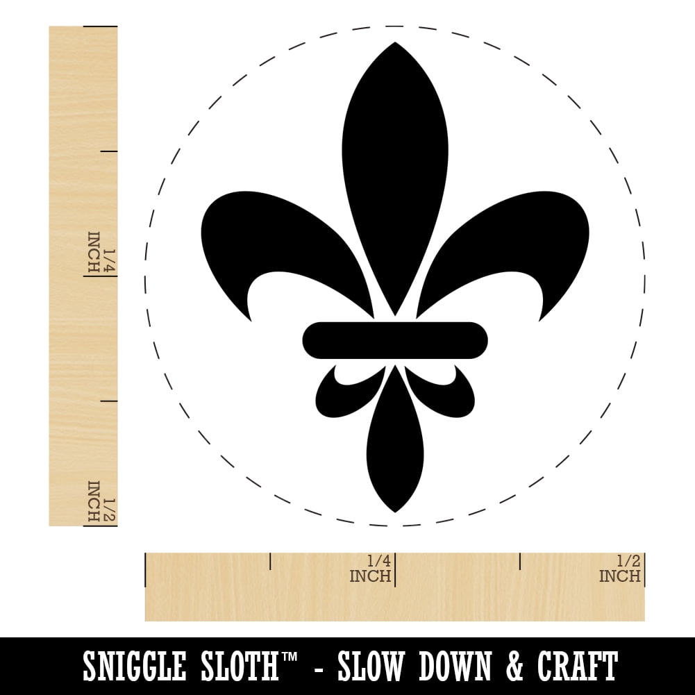 Fleur De Lis French Mardi Gras Elegant Self-Inking Rubber Stamp Ink Stamper - Blue Ink - Mini 1/2 Inch