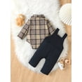 thumbnail image 4 of Mikrdoo 3 Months Newborn Baby Boys Clothes 6 Monthe Boys Plaid Long Sleeve Lapel Collar Romper & Bear Embroidery Suspender Pants Set 2Pcs Cute Outfits,As Gift, 4 of 9