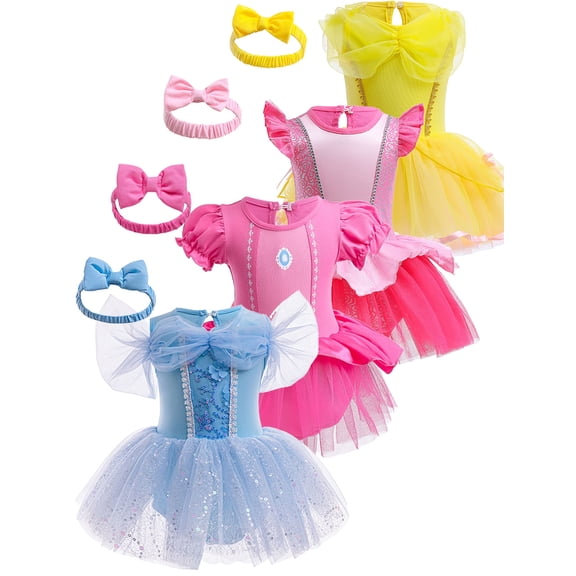 WIBACKER 3-18M Infant Baby Girls Princess Romper Onesie Dress Bodysuit with Headband Toddler Christmas Halloween Birthday Dresses