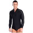 thumbnail image 2 of TiaoBug Men's Latin Salsa Samba Dance Leotard Shiny Rhinestones Raglan Sleeve Button Down Bodysuit Black L, 2 of 7