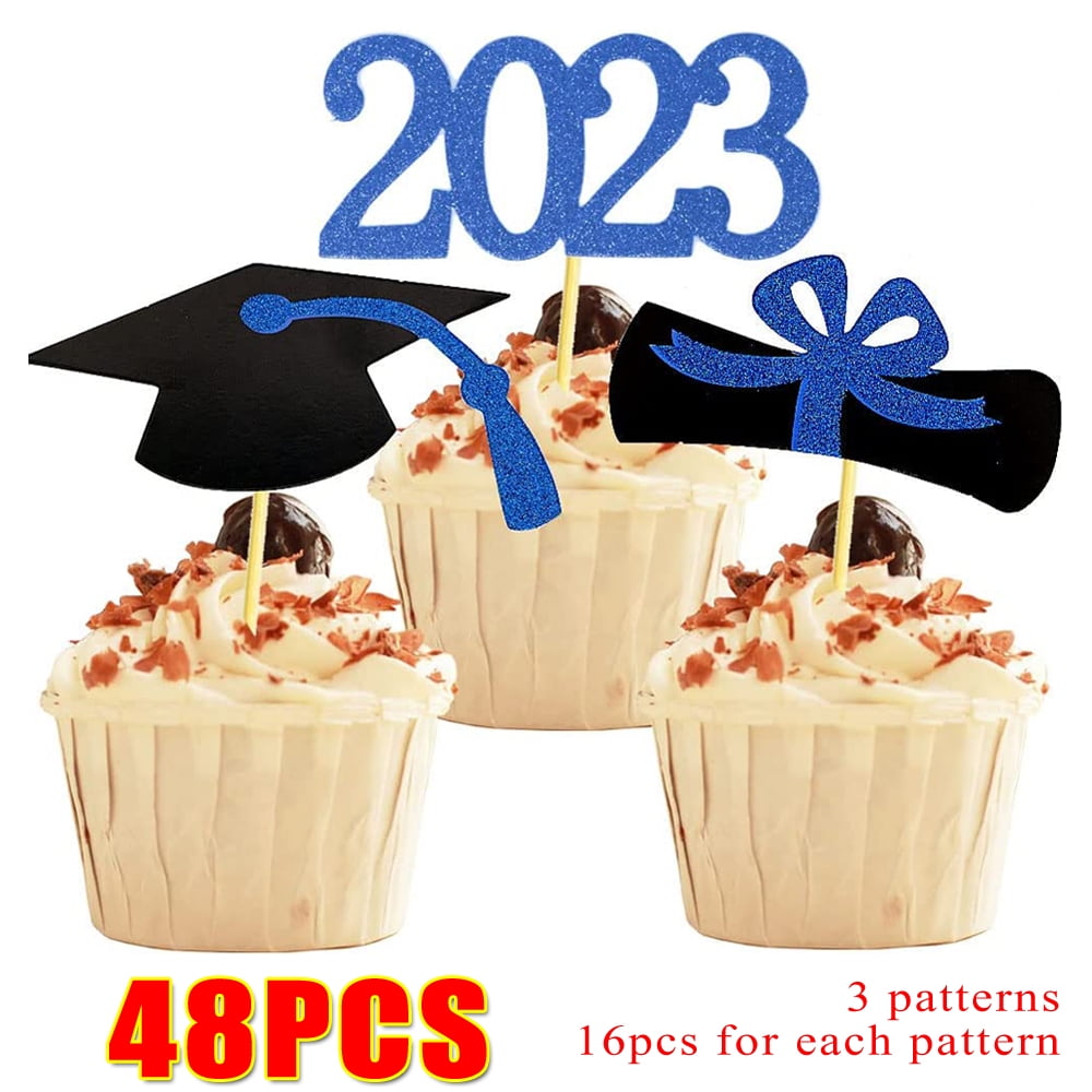 Graduation Cupcake Toppers 2023 Glitter Cupcake Toppers Supplies Class