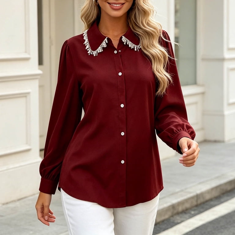 burgundy dress shirts for women Cinch Women's Long Sleeve Button Down Western Shirt MSW916504 Russell's Western Wear, Inc a staple for any cowgirls closet Wyobmus Women's Soft Satin Silk With the right