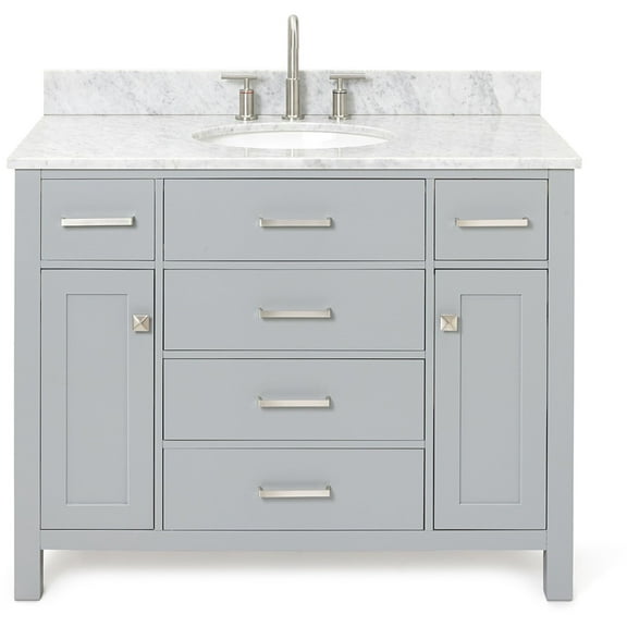 Ariel H043SCW2OVOGRY Bristol 43" Free Standing Single Oval Basin Vanity Set - Grey