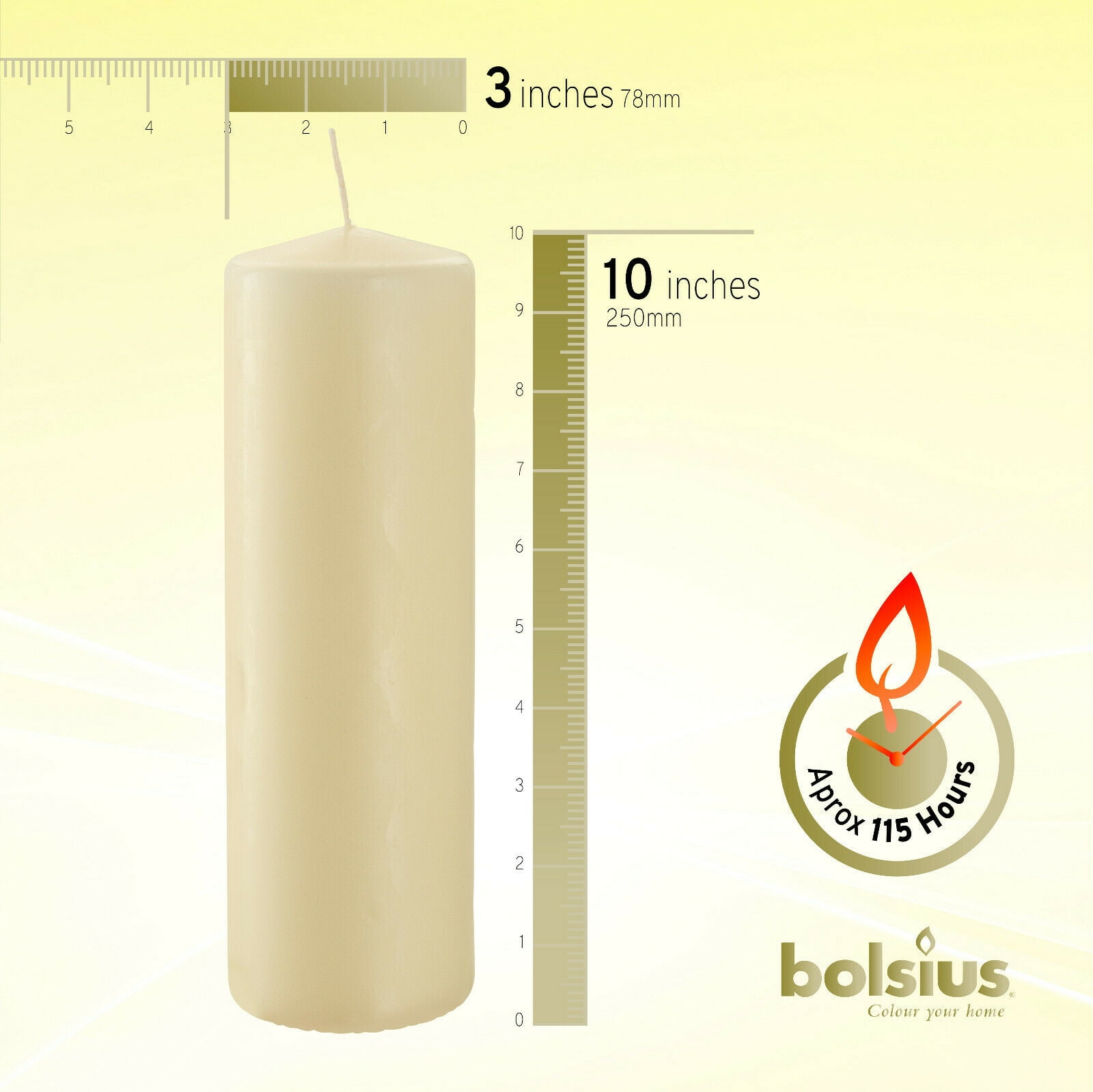 Bolsius White 3 X 10 Long Unscented Pillar Household Fat Candles for  Wedding, Dinner, Spa, Emergency, Church