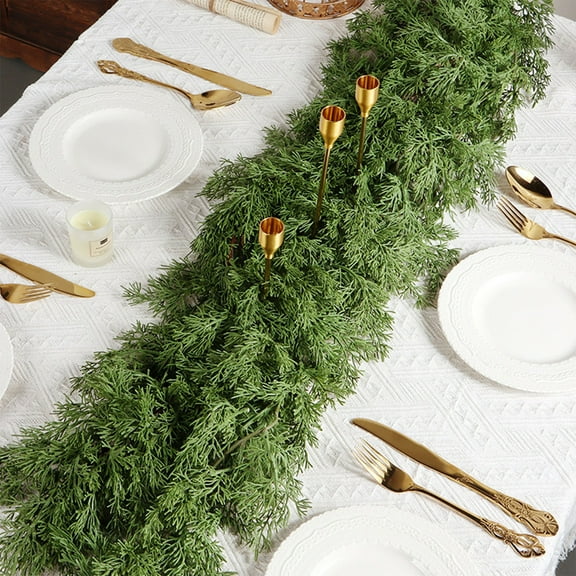 Elainilye 6 FT Christmas Garland Artificial Pine Needle Green Cedar Decor for Winter Fireplace Tabletop Porch Holiday Decoration Large Indoor and Outdoor Use